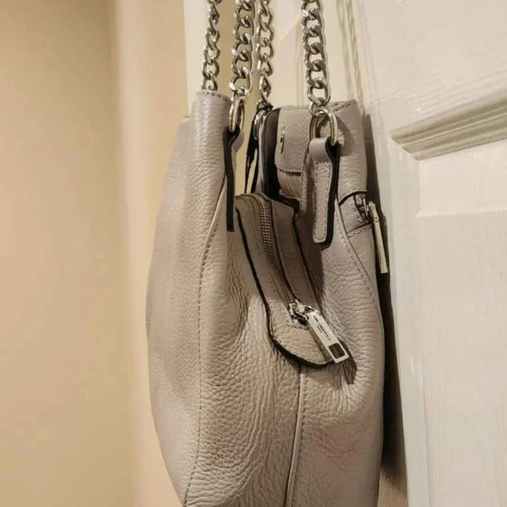 KARL LAGERFELD MAKE OFFER!!! Paris Bouquet Triple Entry Leather Tote Storm Cloud - Picture 10 of 10